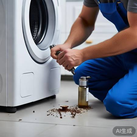 拧螺丝稳固洗衣机底部