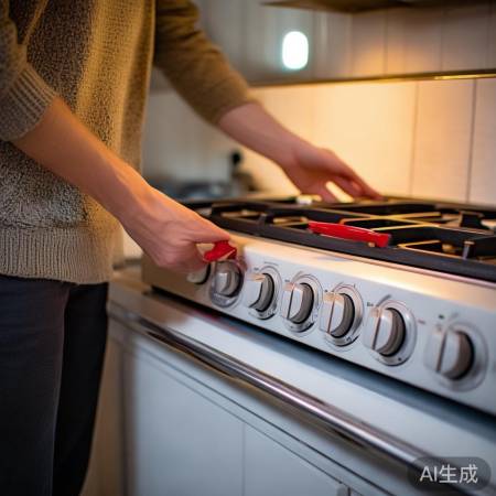 开天然气总阀,小心气流!