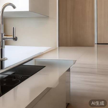 厨房布局，水池灶角置，宽敞过道