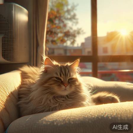 空调猫勿久留，晒太阳宜适度。