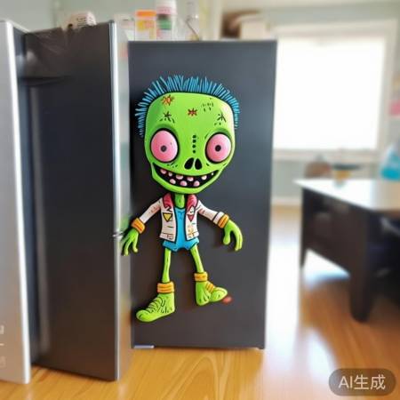 粘土僵尸冰箱贴纸,萌趣家居新宠