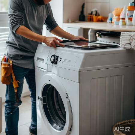 检查洗衣机盖，确保不漏水