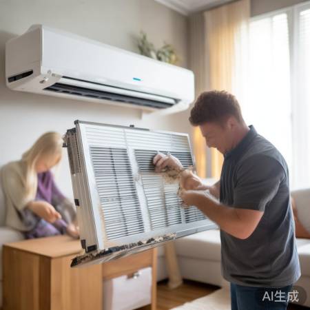 空调滤网更换，提升制冷效果。