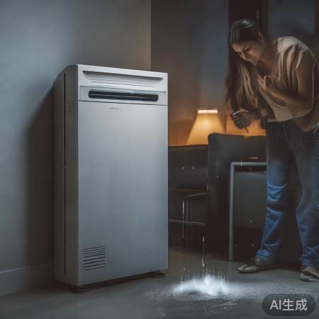 空调冷凝水泄露，排水管堵。