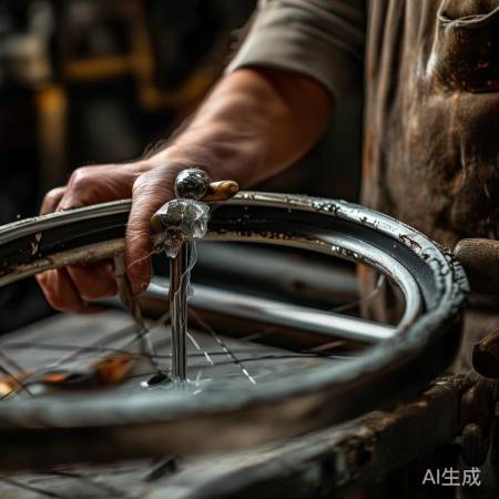 修复钢圈，密封胶修补裂纹。