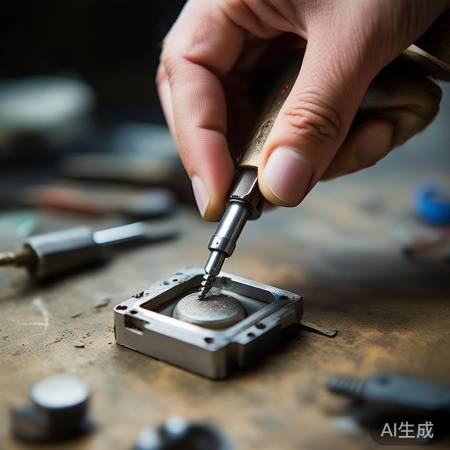 拧螺丝开电池仓，取旧电池。