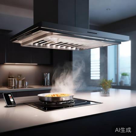 智能油烟机，自动净化，手机远程