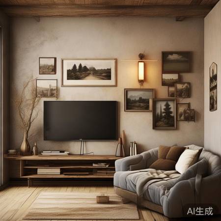 背景墙艺术装饰，风格呼应。