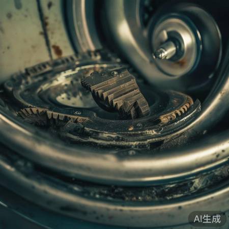 洗衣机齿轮磨损,转动打滑。