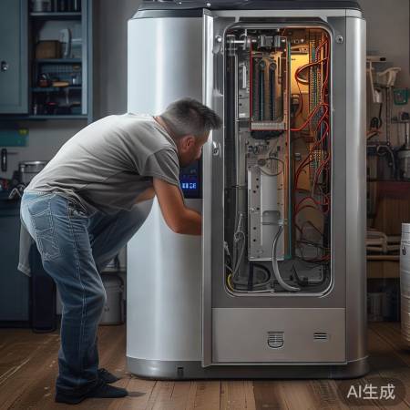 检查热水器面板，排查故障代码。