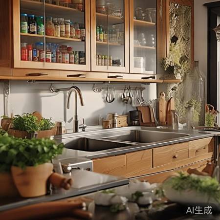 厨房操作台旁景