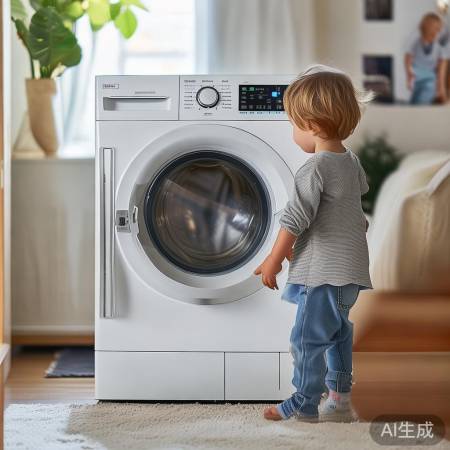 洗衣机新功能，呵护宝宝双手。