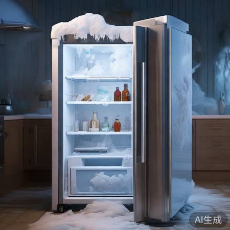 冰箱结霜如冬雪。