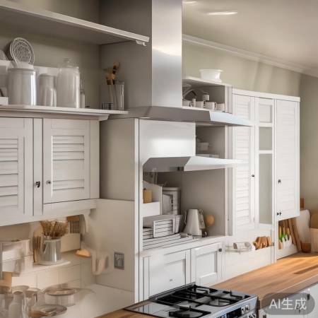 收纳盒巧遮挡，厨房整洁又美观