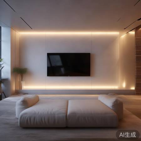 Loft电视摆位，沙发床对面，