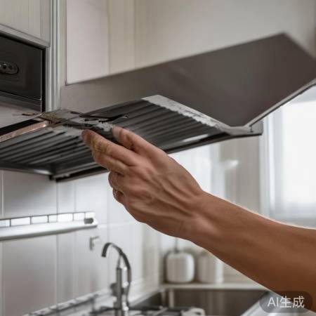 检查油烟机转速，清除污垢。