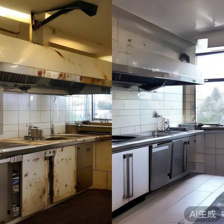 食堂油烟机清洁前后对比