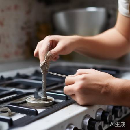 燃气灶点火针清洁，问题解决。