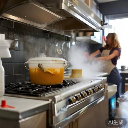 清洁抽油烟机，洗洁精去油污