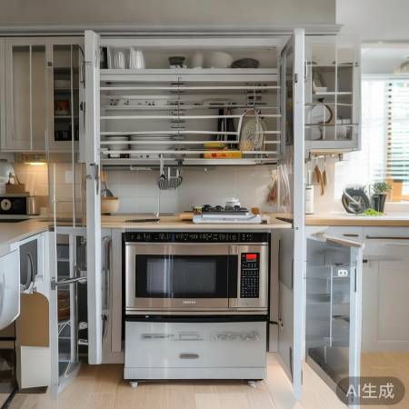 微波炉宜放置柜中或专用架