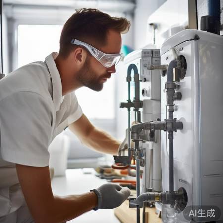 安装新水箱，缠紧接口，检查漏水